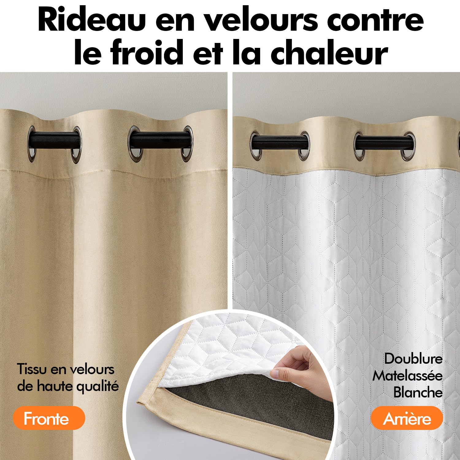 Rideau Thermique Isolant MIULEE Velours Matelassé Double Face – Occultant Épais Anti-Froid Chaleur 132x225 Cm 1 Pièce