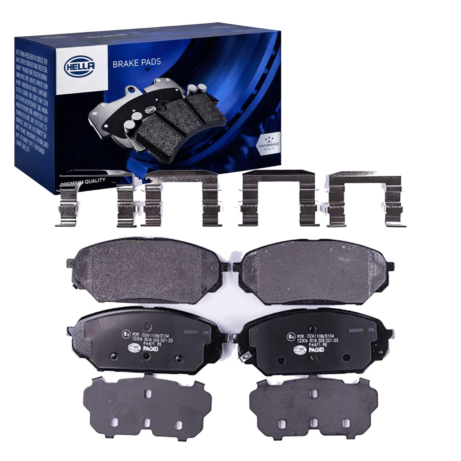 HELLA 8DB 355 021-231 Brake pad set - with acoustic wear warning - T2306 - for e.g. HYUNDAI
