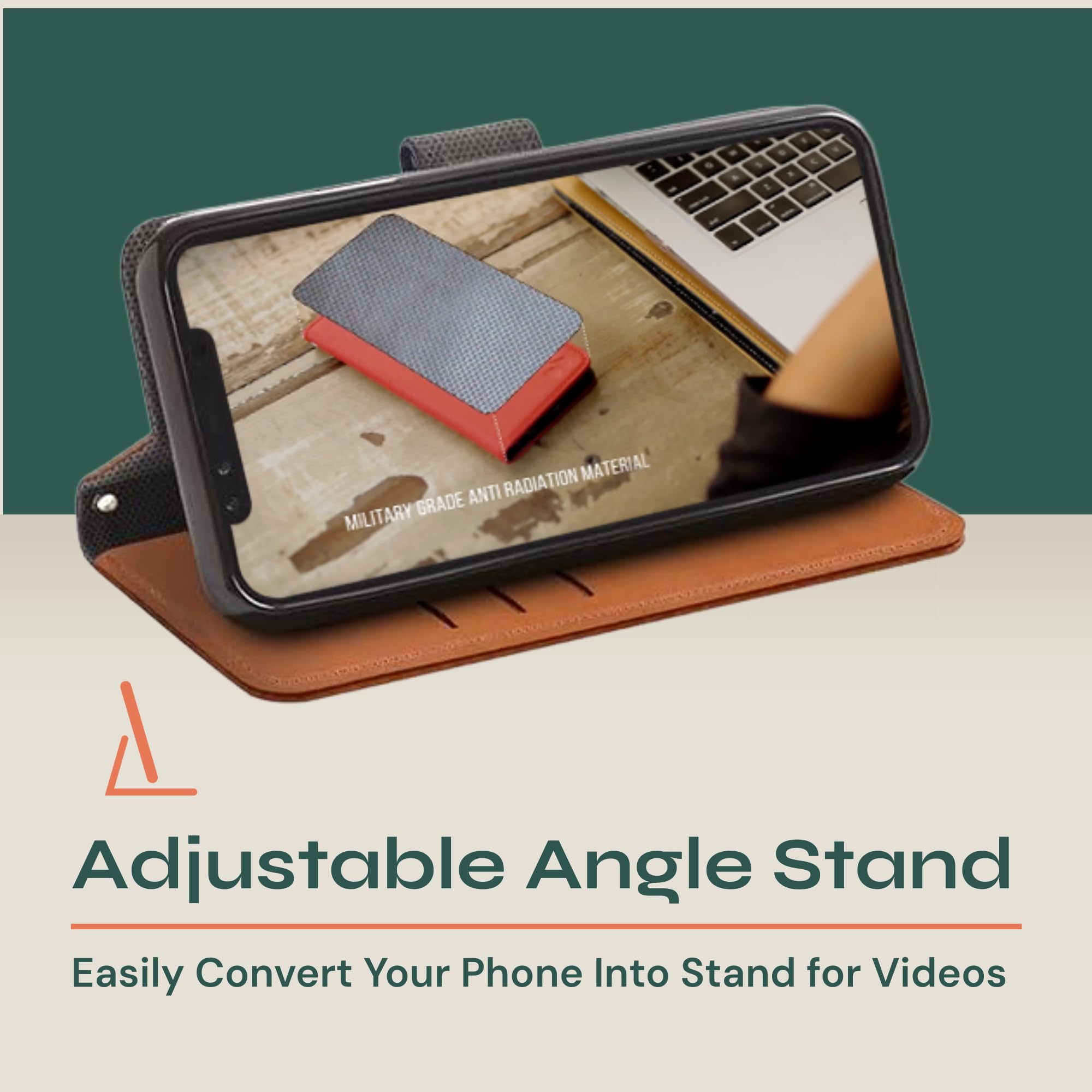 RadEnergy Anti-Radiation Leather Wallet Case With Card Holder For IPhone 13 Pro Max – Purple - View #12