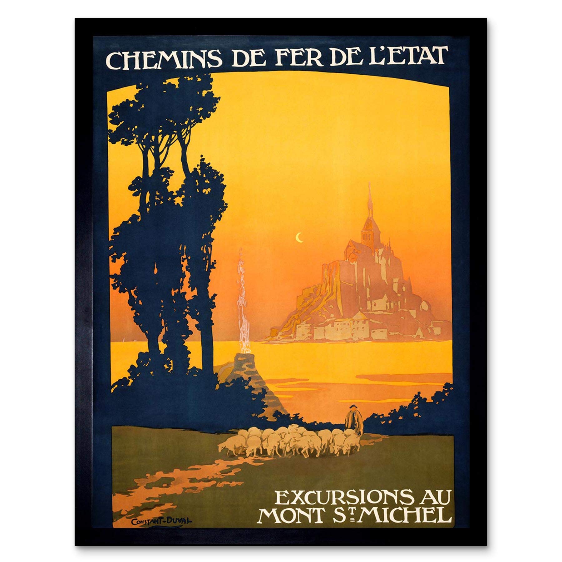 Wee Blue Coo Travel Tourism Mont St Michel Ed City Island France Art Print Framed Poster Wall Decor 12X16 Inch