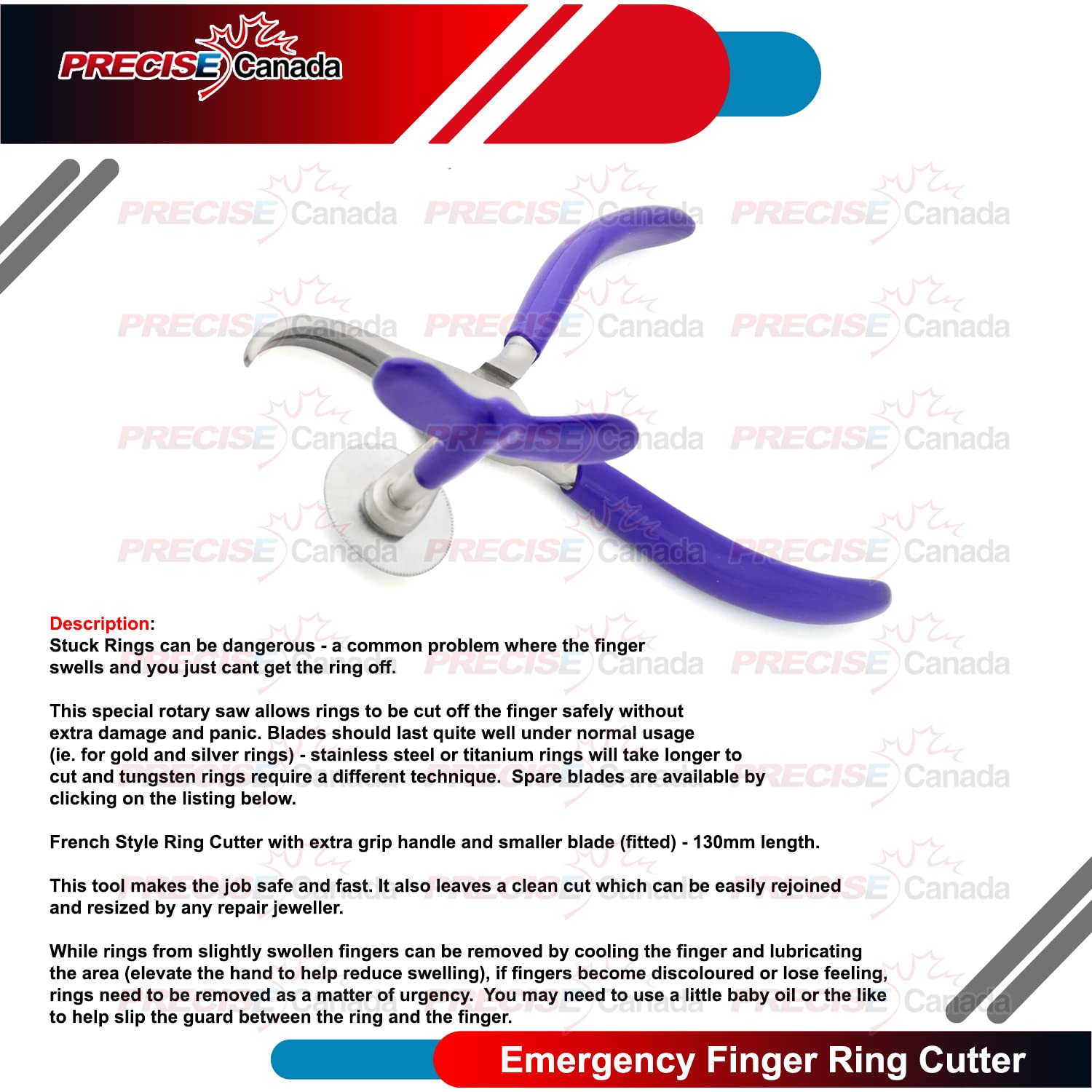 PRECISE CANADA Heavy Duty Emergency Finger Ring Cutter Surgi Grade Steel 6-1/2