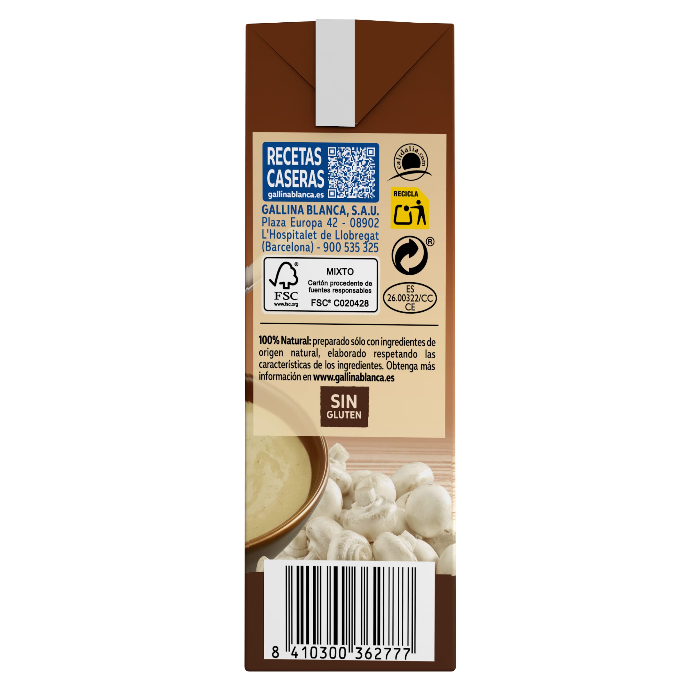 Gallina Blanca Crema Casera de Champiñones con Pollo 100% Natural Sin convervantes, 500 ml — view 5