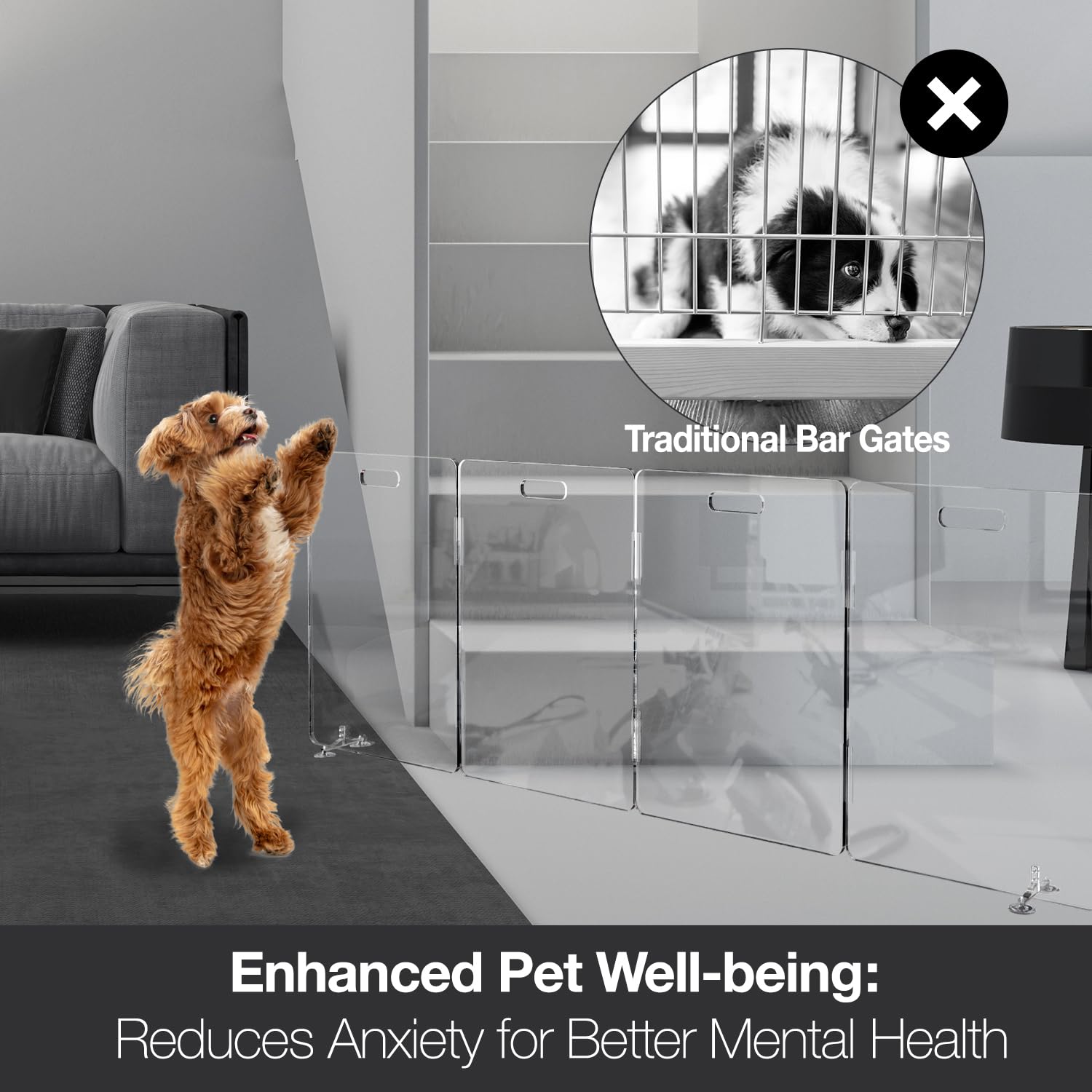 Premium Acrylic Dog Gate Fence 4Panel Extra Tall 80 W X