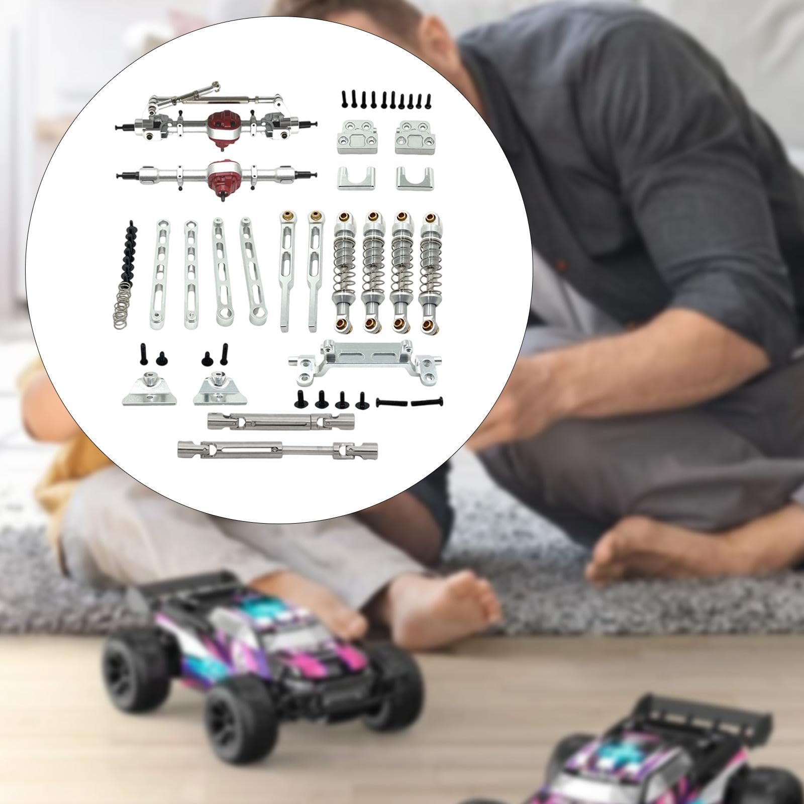 RC Car Assale Metallo Tiranti Supporti Ammortizzatore Parti Veicolo Telecomandato Sostituzione Facile Adatto per Modelli MN82 MN82T LC79 MN82S Mn82pro, Argento