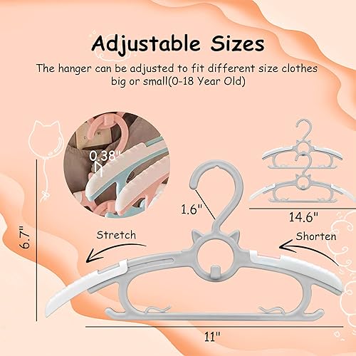 Miniatura 9 de Perchas de bebé para armario de guardería, perchas extensibles y antideslizantes para ropa de niños recién nacidos, ropa de niños pequeños, percha