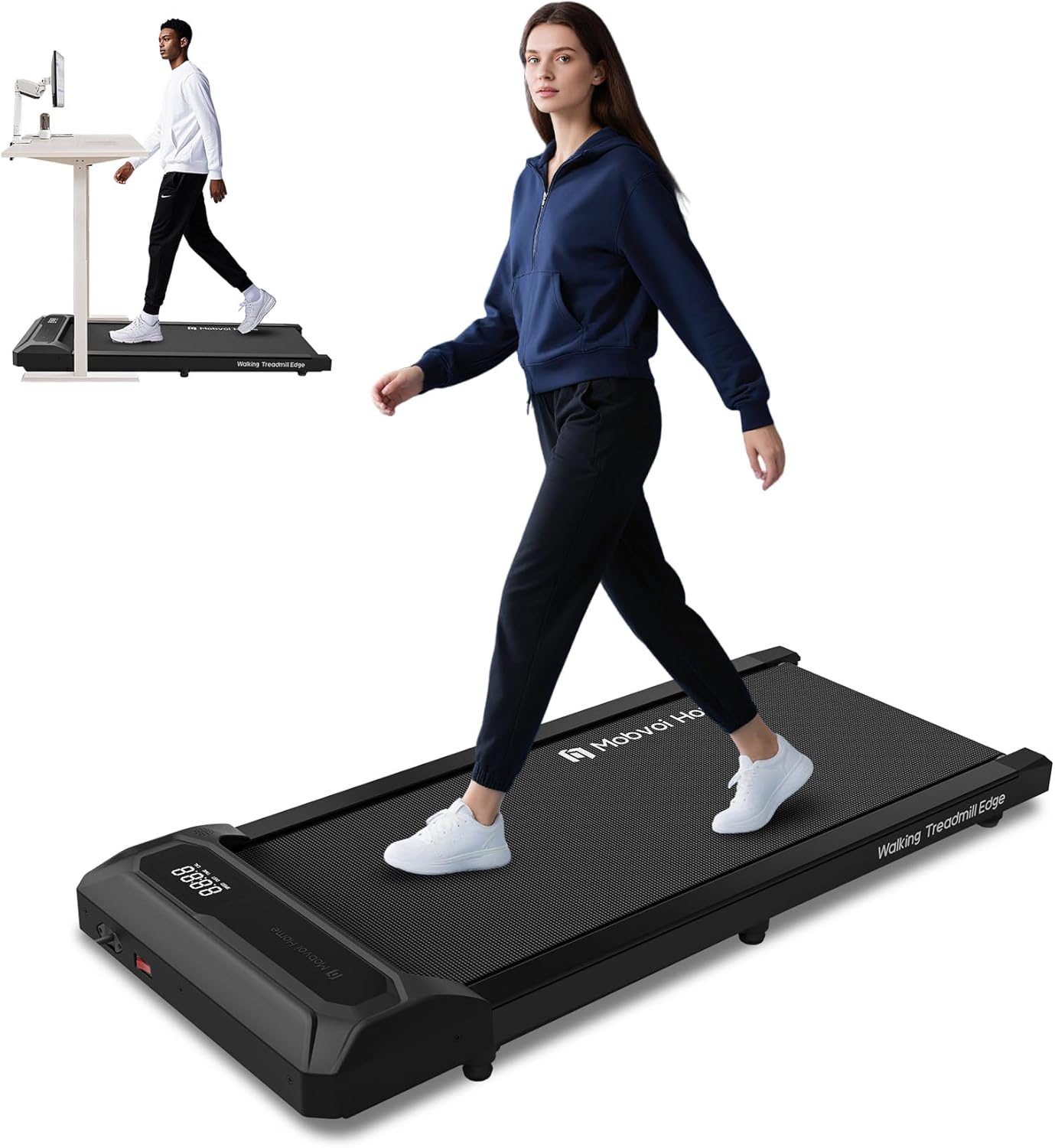 Mobvoi Smart AI Walking Pad Treadmill for Home Portable Under Desk Treadmill with TicSports APP LED Display Walking Jogging Running Machine with Remote Control Adjustable Speeds 4MPH Easy Storage