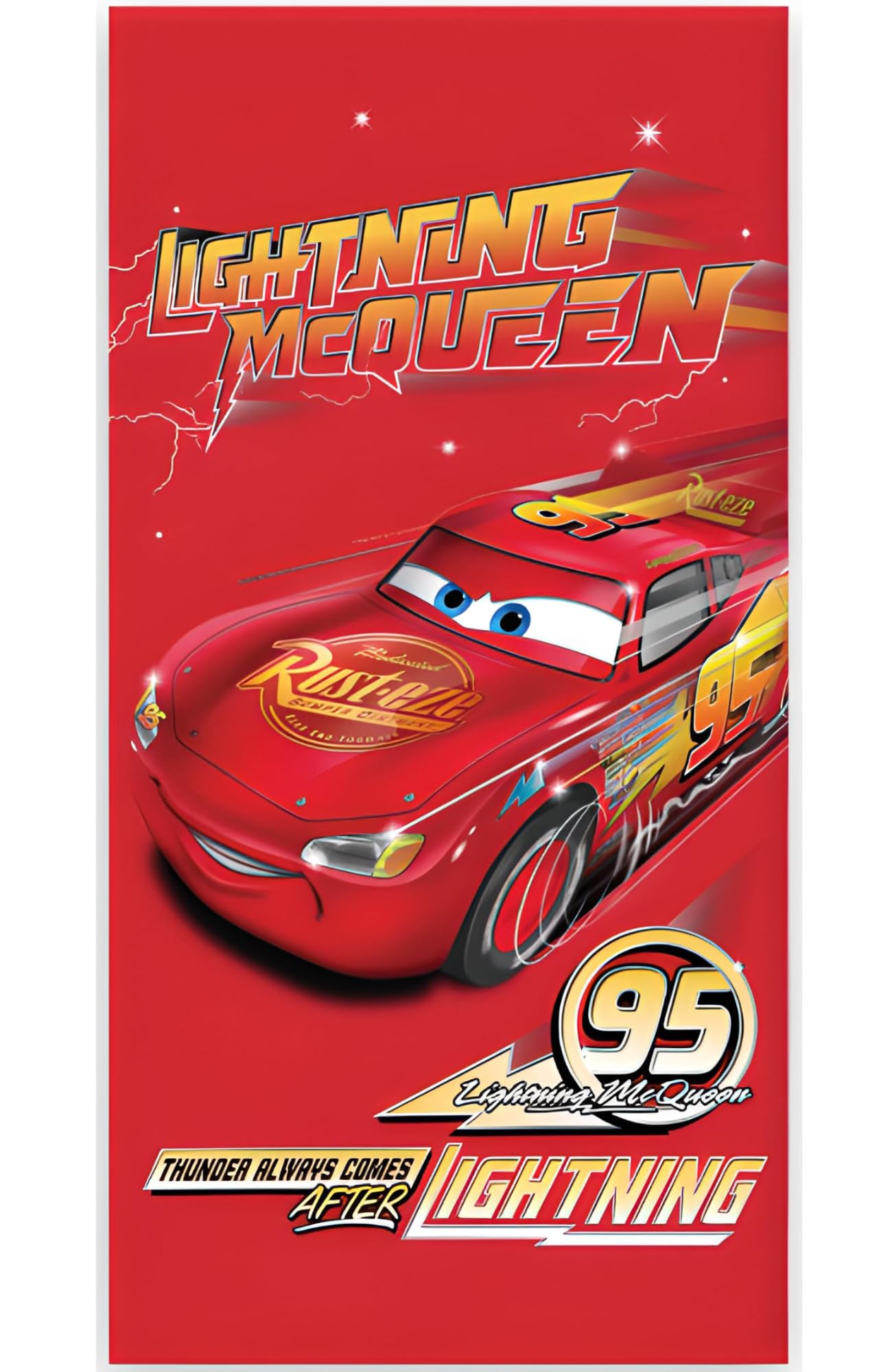 Brandmac Cars Mcqueen - Red Disney Cars Mcqueen Beach & Bath Towel 70X140cm, 100% Cotton | Soft & Absorbent Kids Bath & Swim Towel | Official Disney Cars Towel | Ideal For Beach, Bath And Pool
