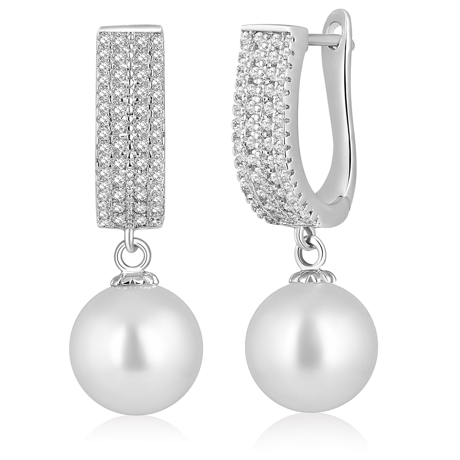 Peora Silver Plated Cubic Zirconia & Pearl Studded Drop Hoop Earrings Trending Jewellery For Women (B0CZ3PC4B8) Amazon Price History, Amazon Price Tracker