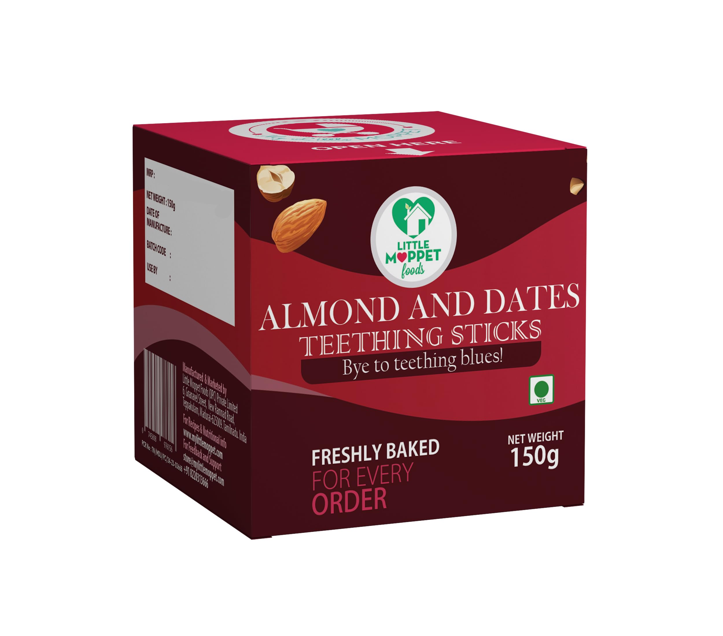 Little Moppet Foods Almond and Dates Teething Sticks -150g