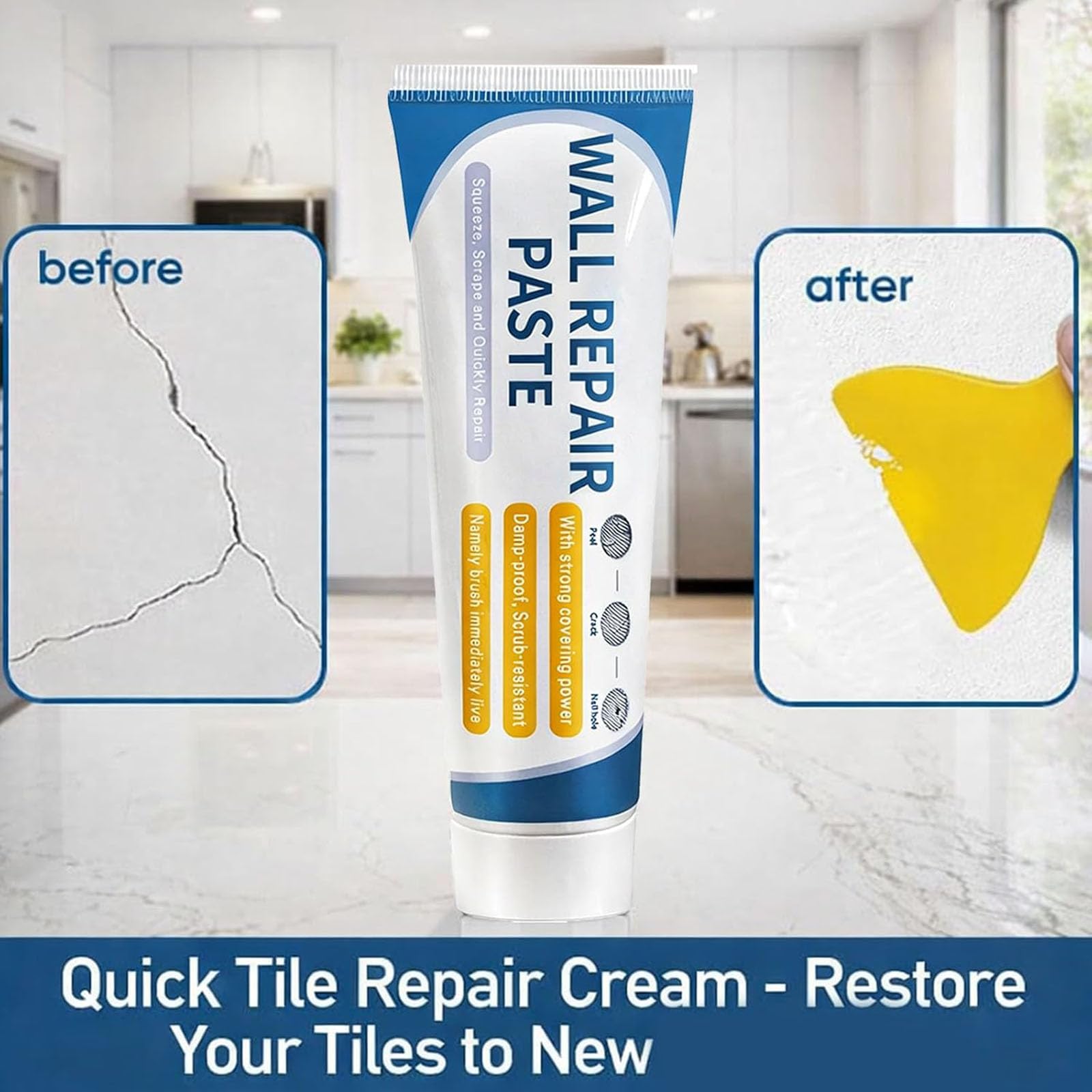 Drywall Repair Kit – 2026 Upgraded Wall Mending Paste With Scraper & Sandpaper, Quick-Drying, Waterproof, For Holes, Cracks, Dents, Scratches