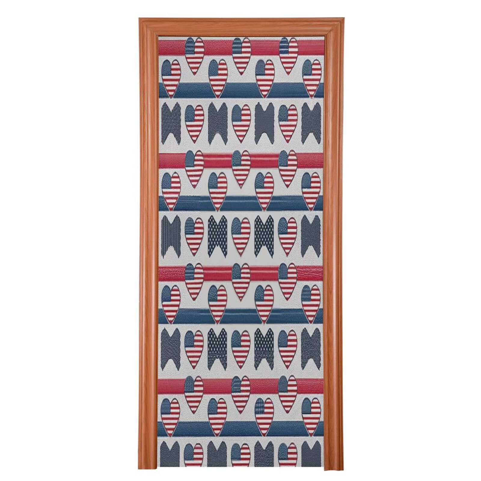 FLildon Independence Day American Flag Door Cover Decoration, 4th of July Party Accessory Porch Decor for Festive Ornament Room Door Covers 36 x 98 Inch