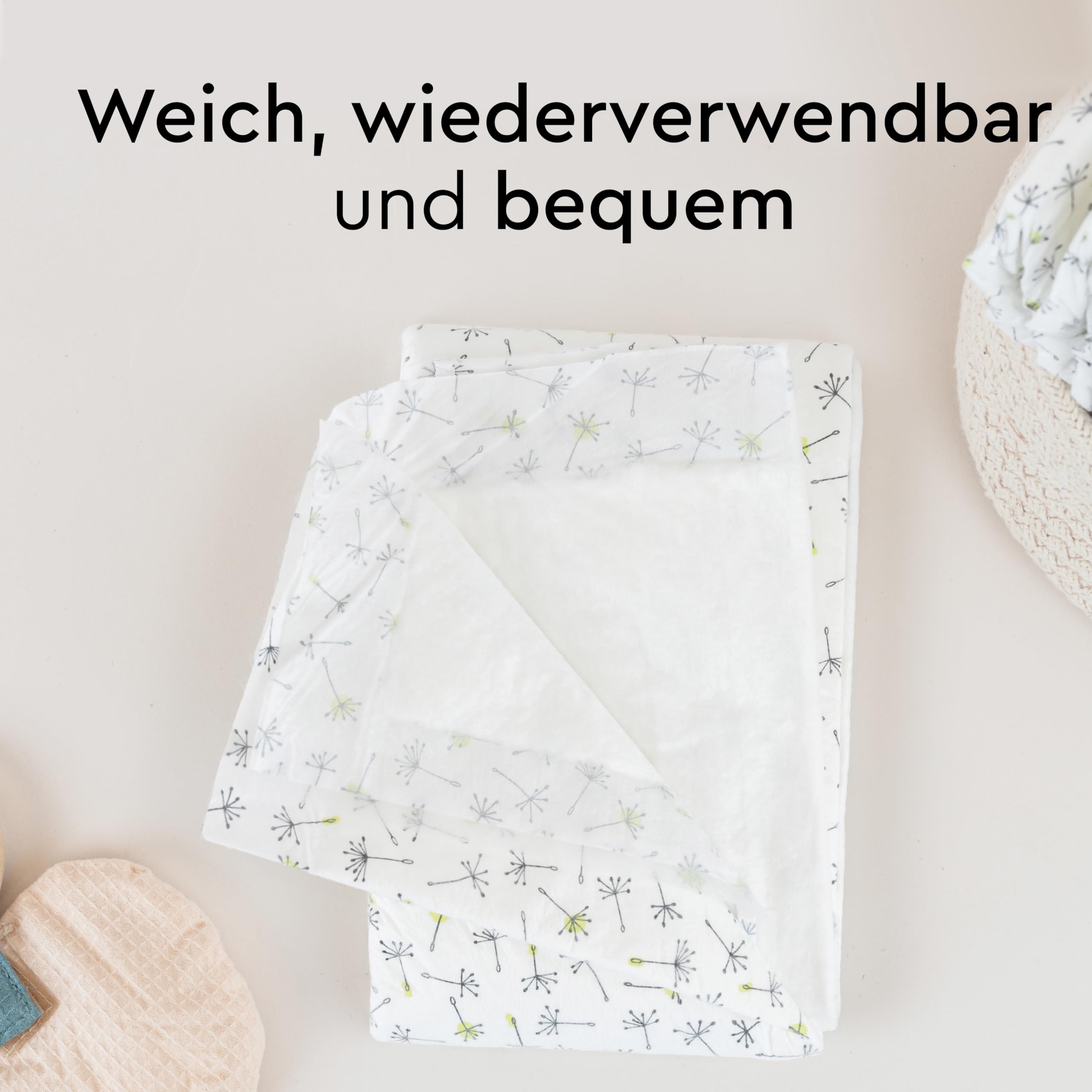 LILLYDOO hautfreundliche Baby Wickelunterlagen 60x 60 cm, 50er Pack (5x10 Stück), Weich, Ohne Parfüme & Lotionen für empfindliche Haut, Dermatologisch getestet