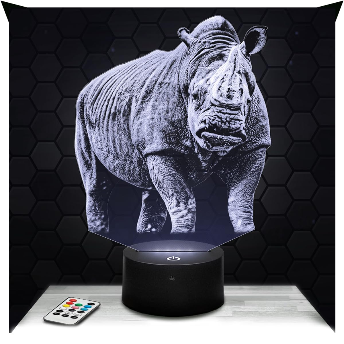 Lampephoto.fr - Rhinoceros 3D Lamp Decoration Wild Animal Africa. Gift idea for Men and Women Rhinoceros Object Adult Night Light Room Decor. Original Christmas, Gift idea for Men and Women
