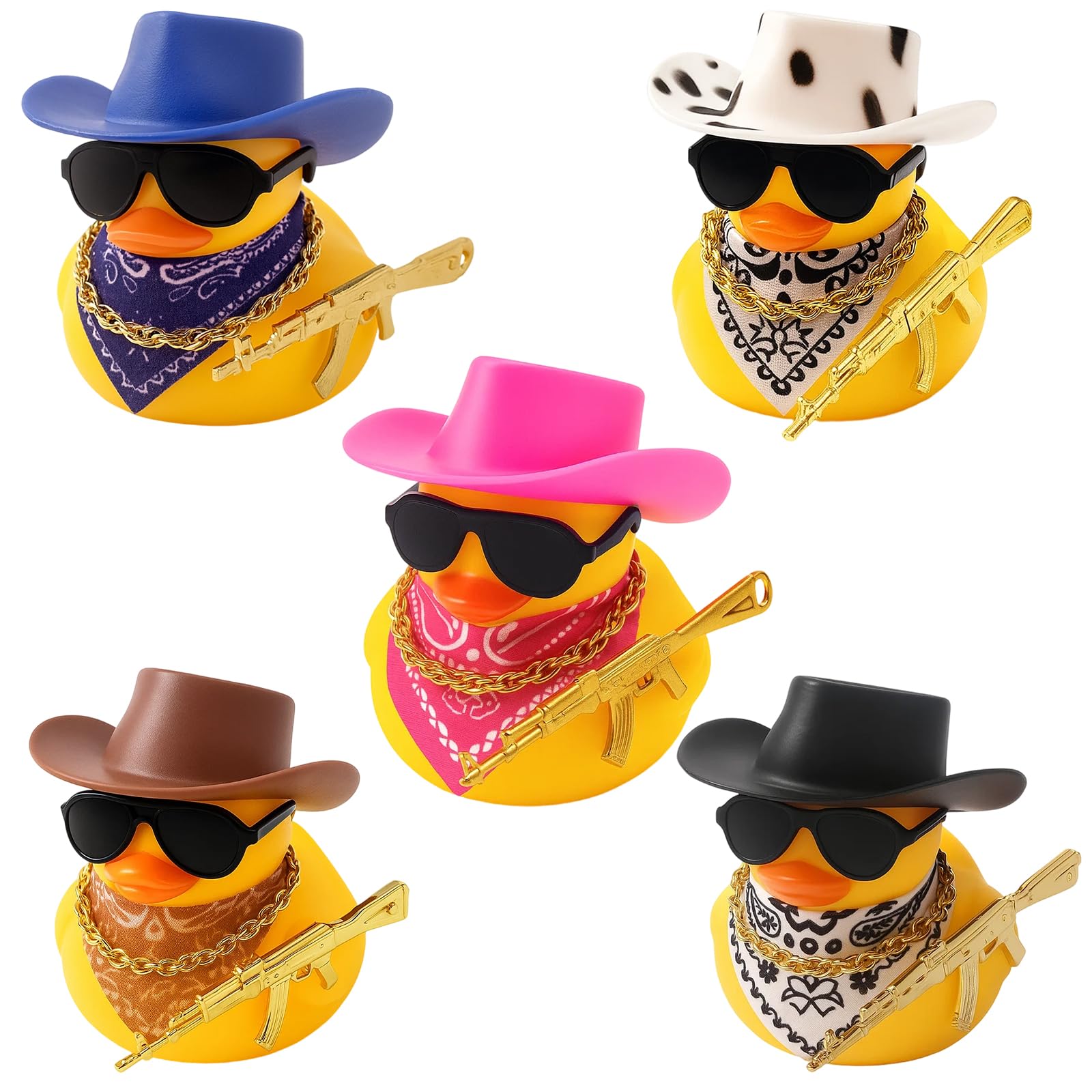 5 Pcs Black Rubber Ducks, Mini Cruising Ducks for Bath Time Fun, Car Dashboard Decorations, Party Favors, Office Desk Accessories, Durable Floating Rubber Duck Toys for Kids and Adults