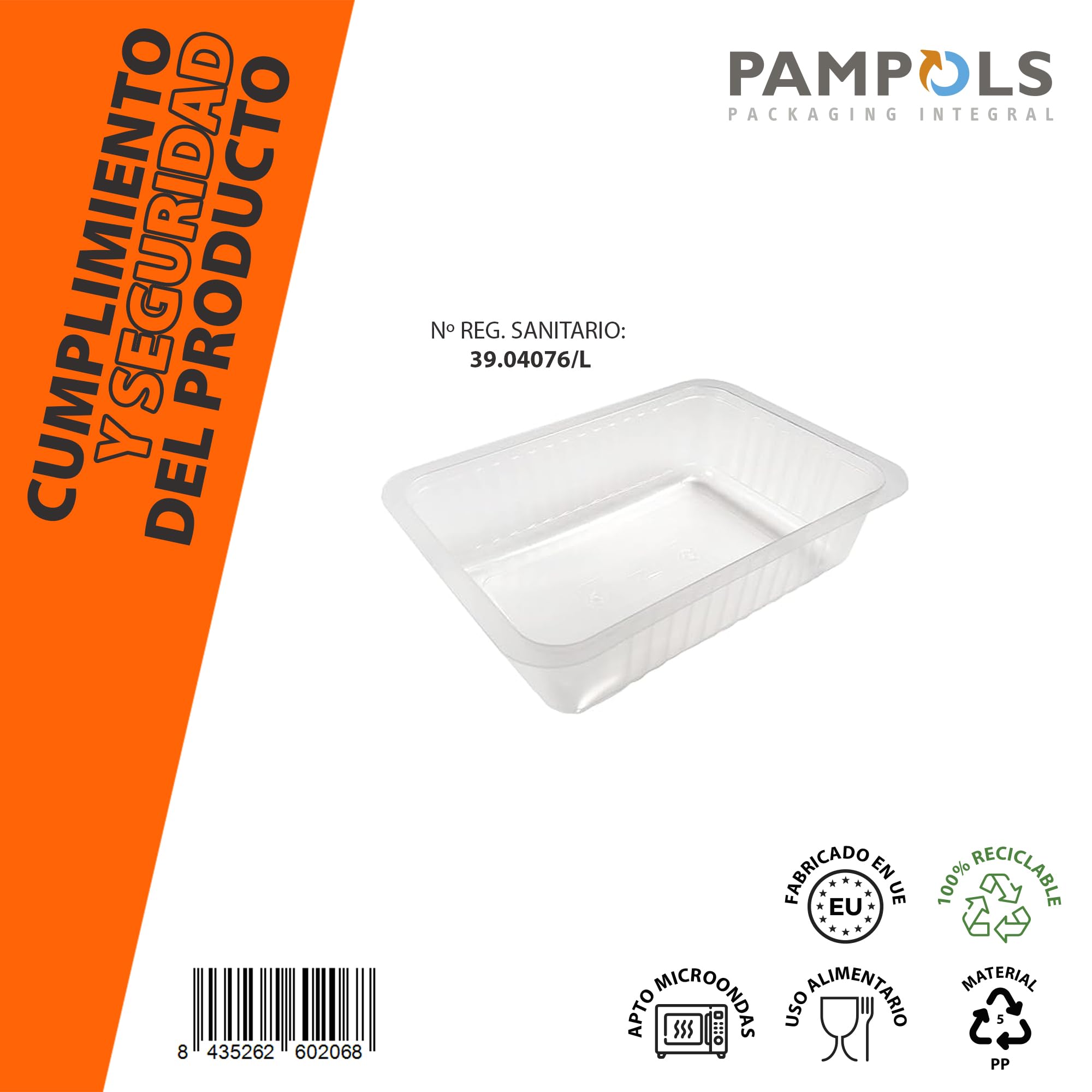 Pack de 100 Bandejas Alimentarias Aptas Para Termosellar con Film | Ideales para Comida Preparada | Capacidad 1000 ml y Medidas 173x120x50 mm