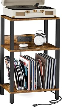 TUTOTAK Record Player Stand with Storage Up to 100 Albums