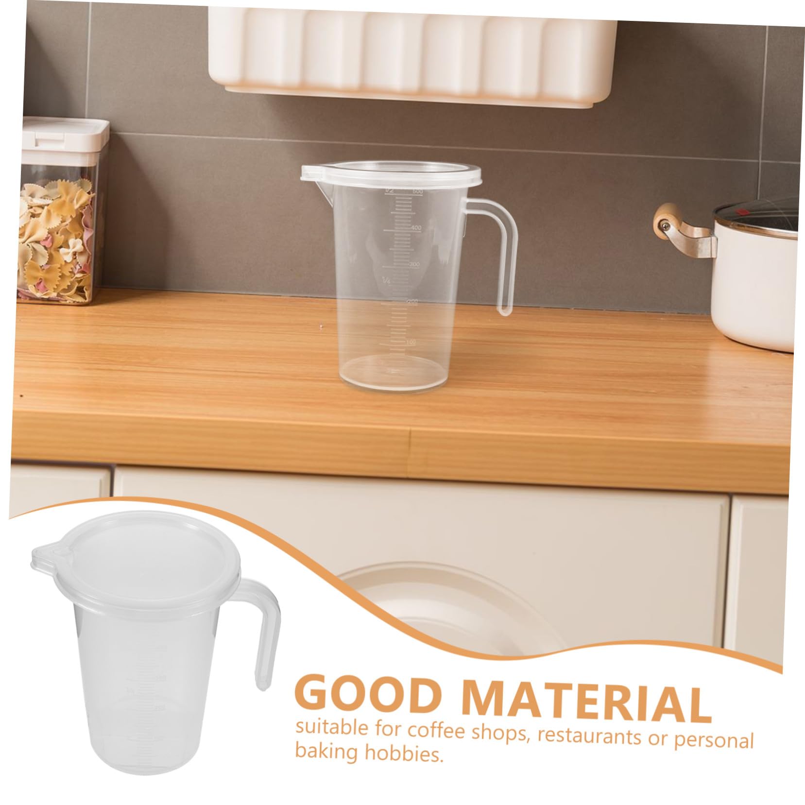 Toyvian 6pezzi Misurino Graduato in Plastica Trasparente Caraffe Per Liquidi Con Marcature Chiare Manico Ergonomico Per Cucinare e Mescolare Per Cucine Domestiche e Laboratori