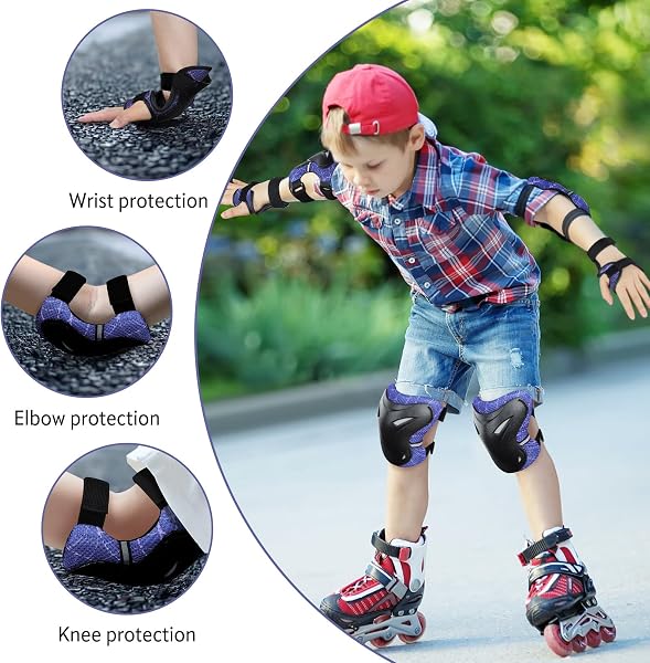 YOOXARMOR Protecciones Patines Niña,Rodilleras Coderas y Muñequeras Set para Patinaje Ciclismo Monopatín Bicicleta Skate Juego de 6 Protectores de Rodillos para 3-6-13 Niño - 4