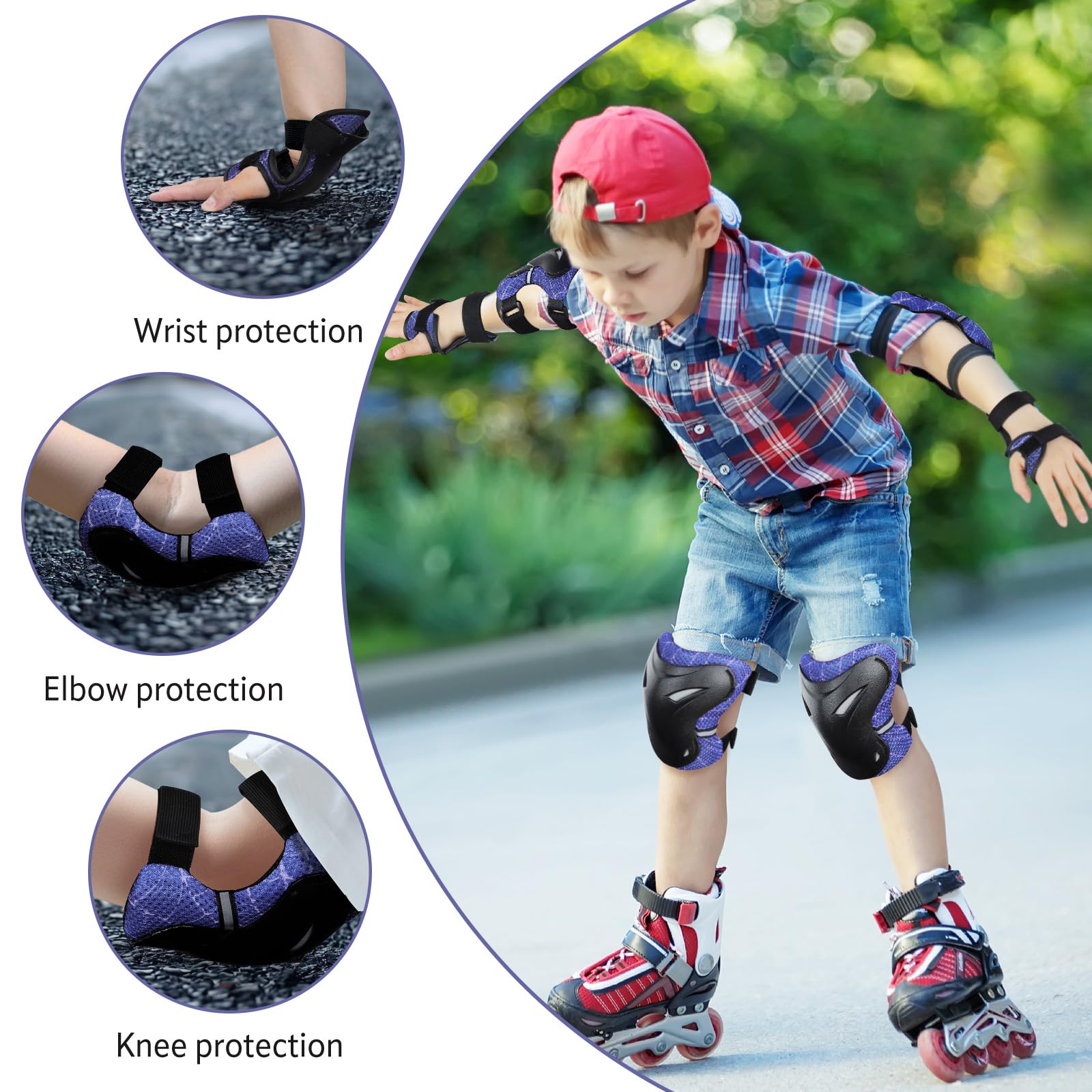 YOOXARMOR Protecciones Patines Niña,Rodilleras Coderas y Muñequeras Set para Patinaje Ciclismo Monopatín Bicicleta Skate Juego de 6 Protectores de Rodillos para 3-6-13 Niño - 5