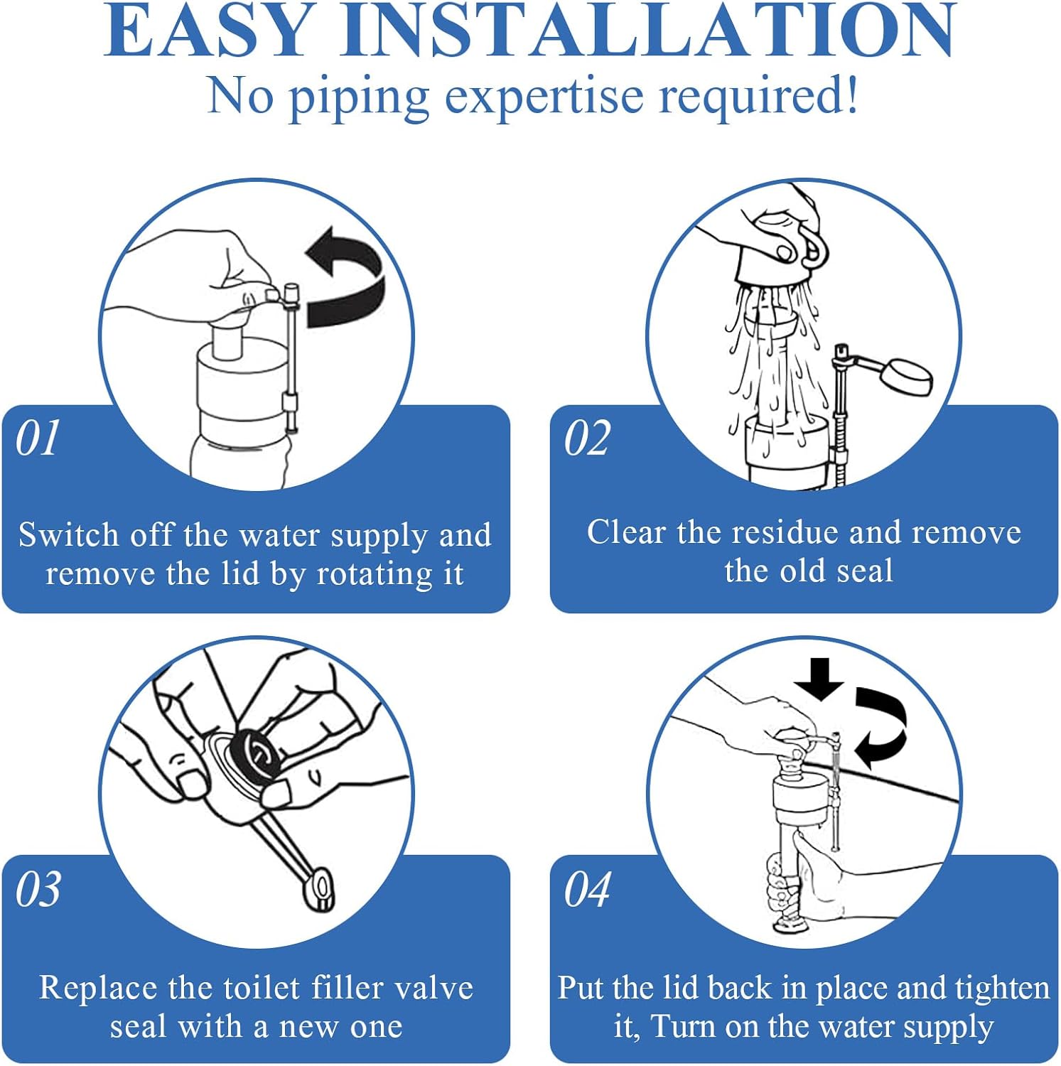 Toilet Fill Valve Seal Replacement Part Compatible with Fluidmaster 200,242, 400 and 747 Toilet Tank Fill Valve Parts,for Kohler 83143 (10 pack)