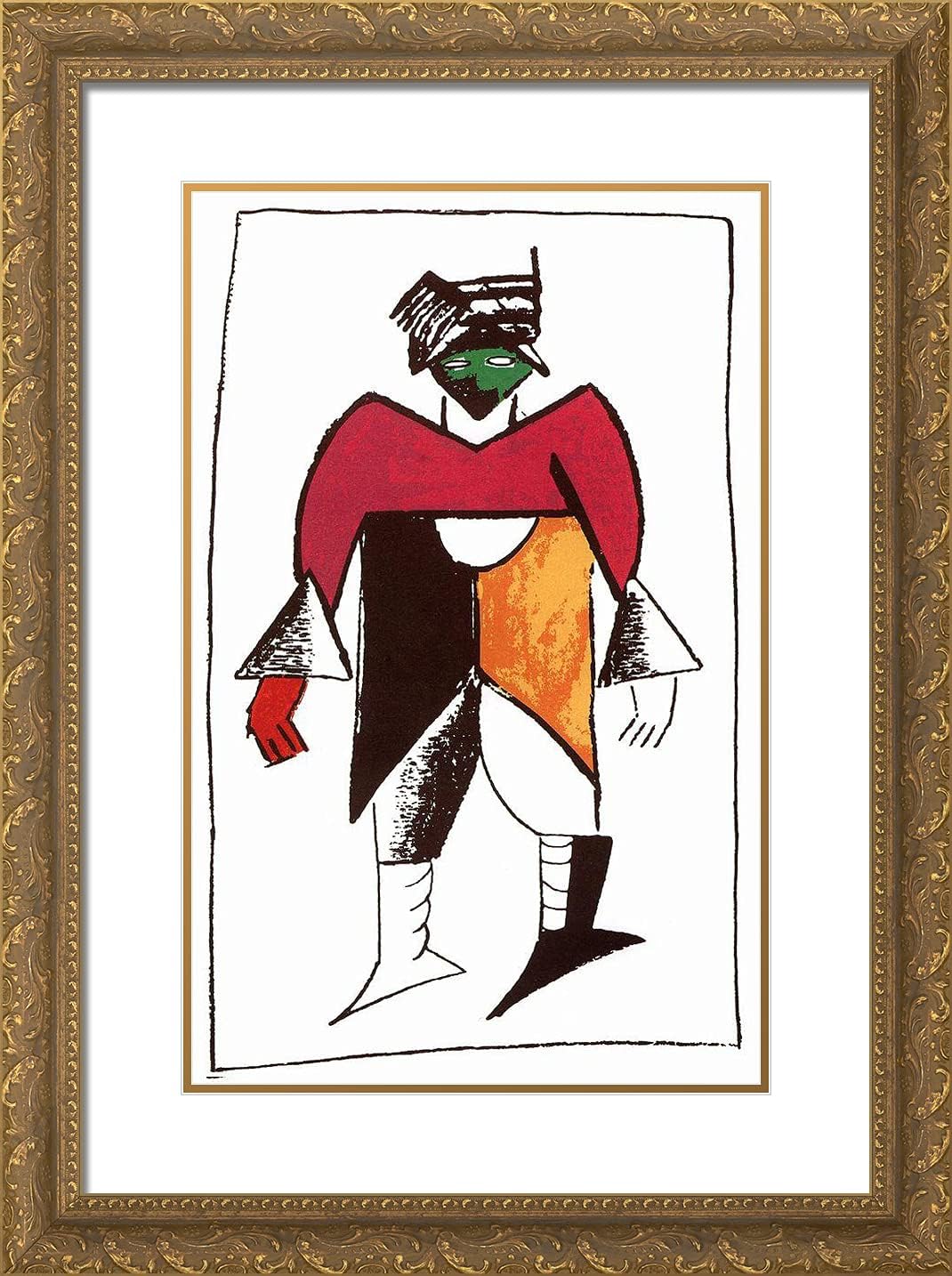 ArtDirect Malevich, Kazimir 18x24 Black Ornate Framed Art Print with Double Matting Titled: New man I