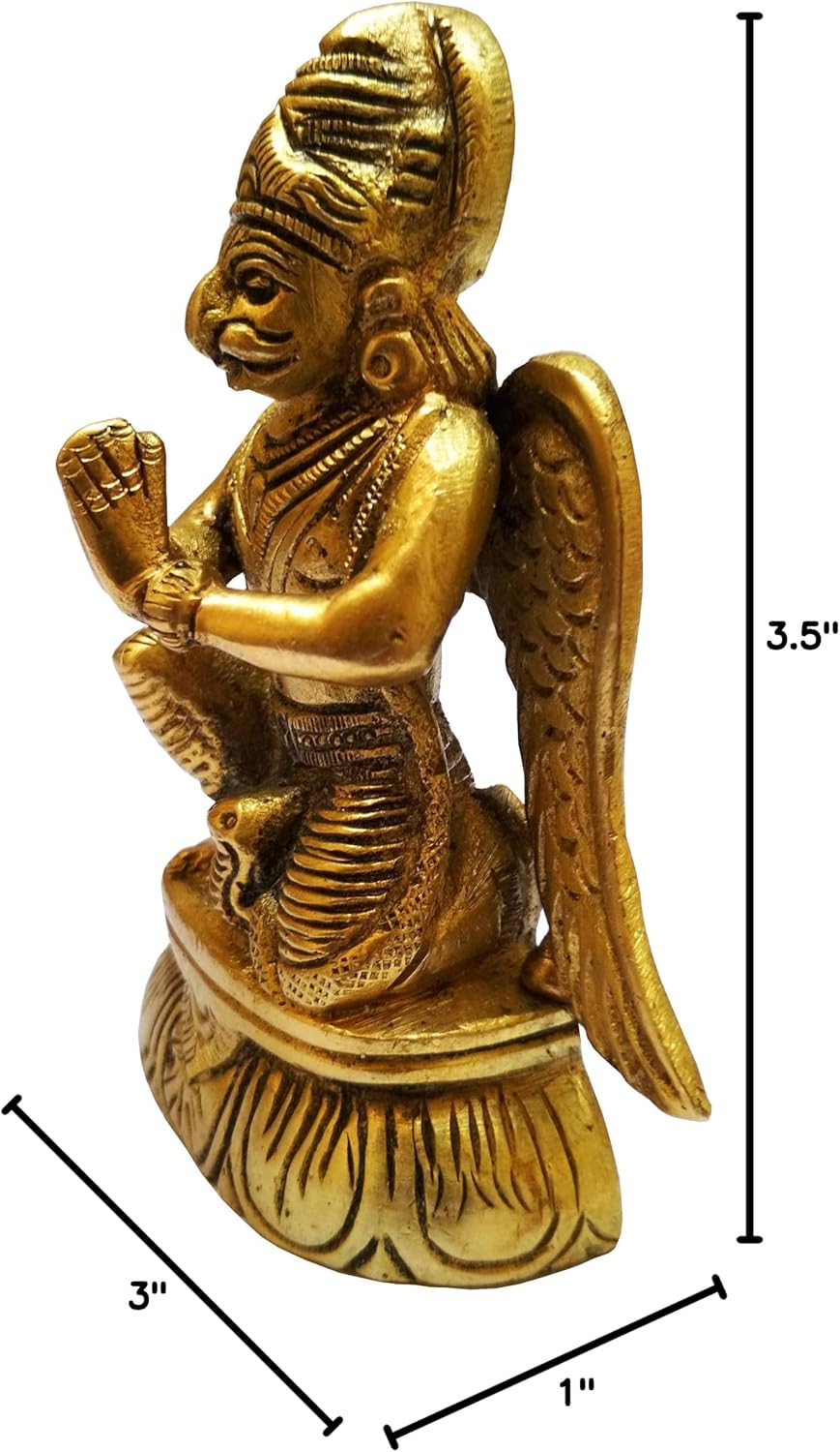 Purpledip Brass Statue Garuda (Tarkshya or Vynateya): King of Birds & Mount of Lord Vishnu (11574)