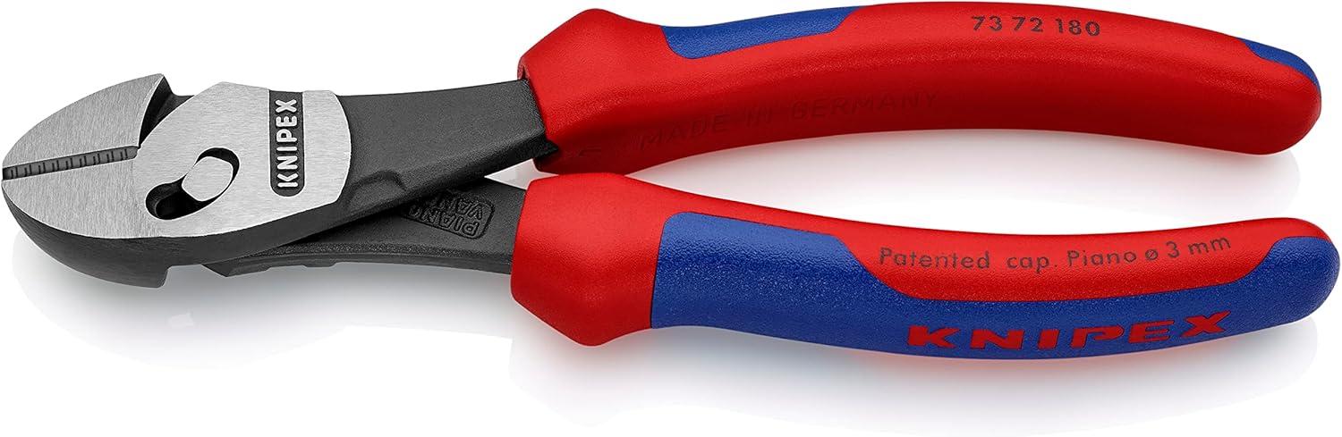 Knipex 73 72 180 BK TwinForce High Performance Leverage Diagonal Cutter with Comfort Grip Handle, Red/Blue