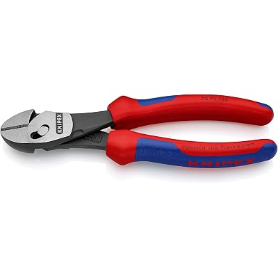 Knipex 73 72 180 BK TwinForce High Performance Leverage Diagonal Cutter with Comfort Grip Handle, Red/Blue