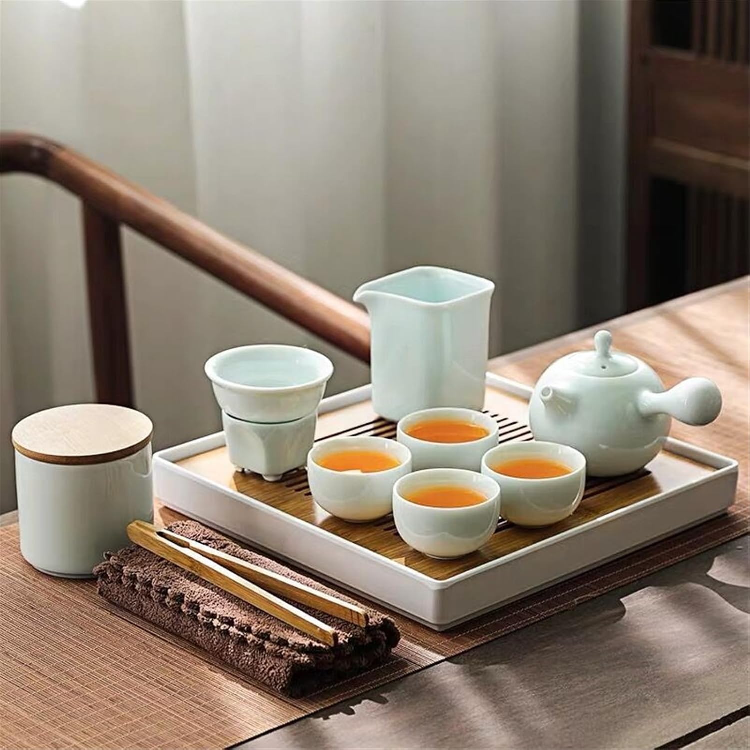 Tea Set with Teapot, Tea Tray, and Tea Canister for Home-Sets8