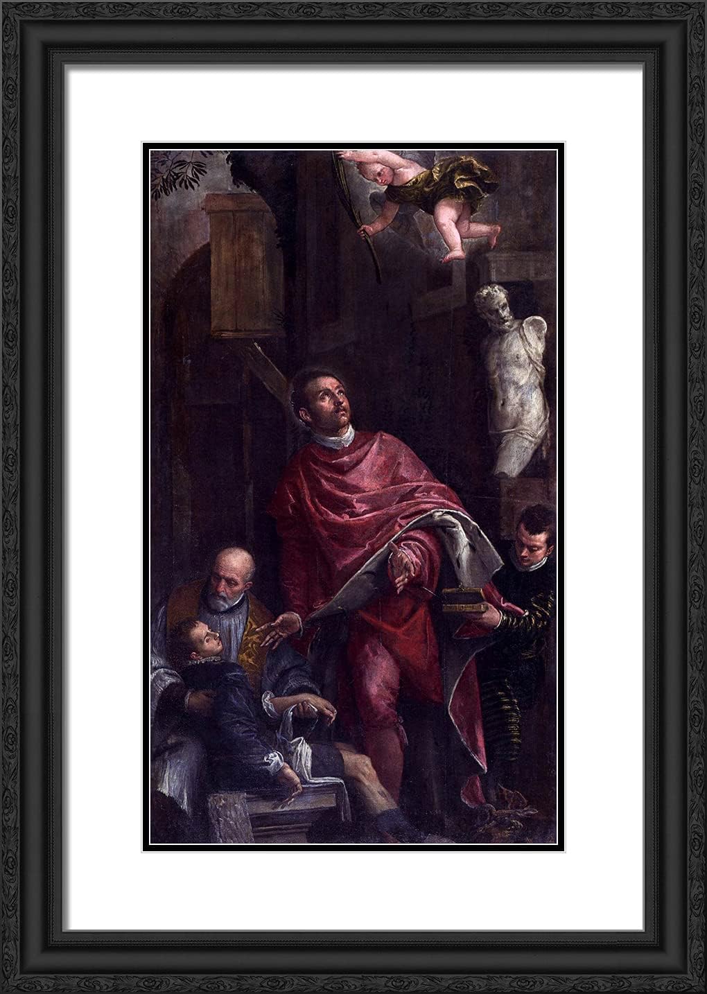 ArtDirect Veronese, Paolo 18x24 Black Modern Framed Art Print Titled: Conversion of St. Pantaleon