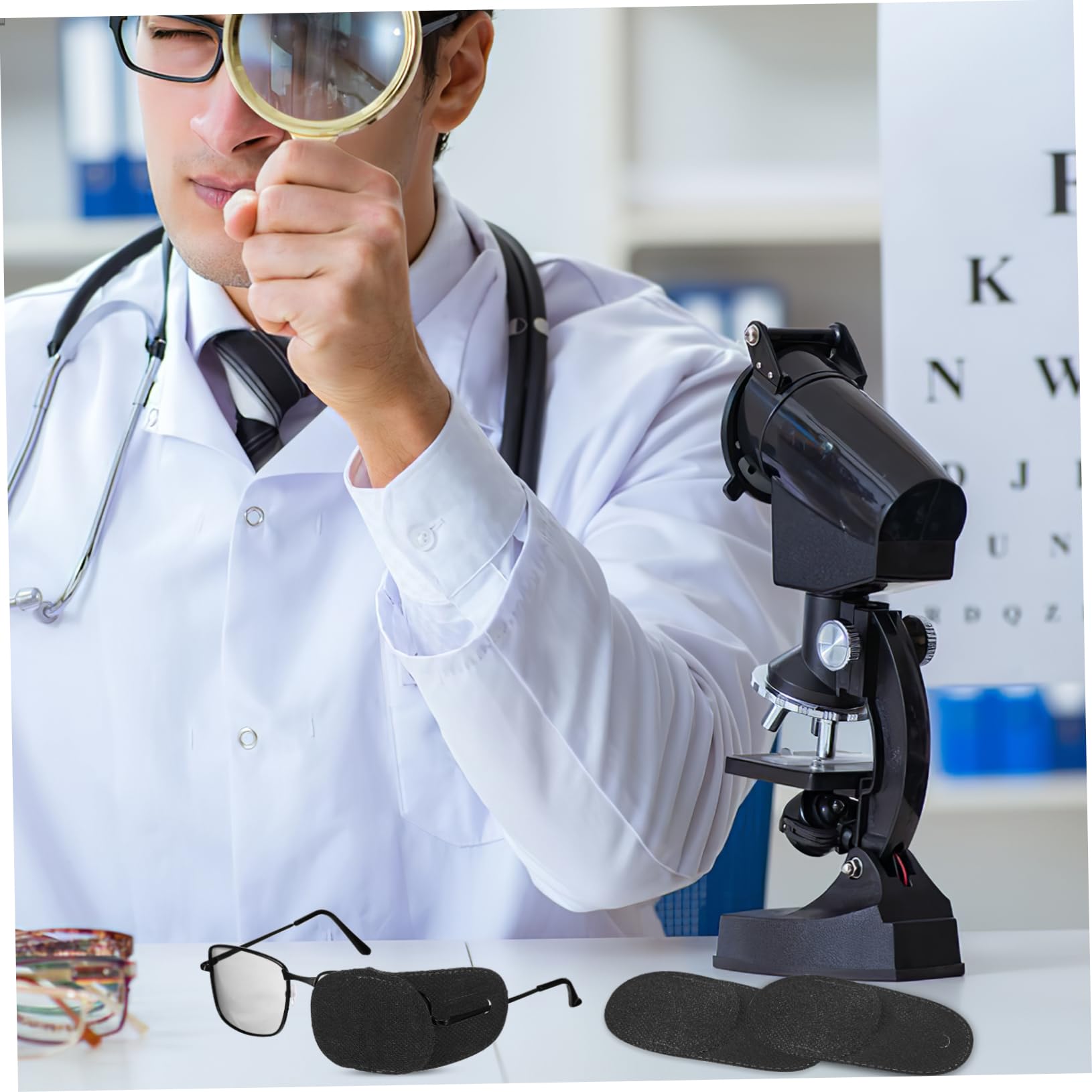 Veemoon Parche Ocular para Gafas de Ambliopía 12 Piezas de Tela No Tejida Negra, Transpirable, Adecuado para Uso en Casa y Viajes
