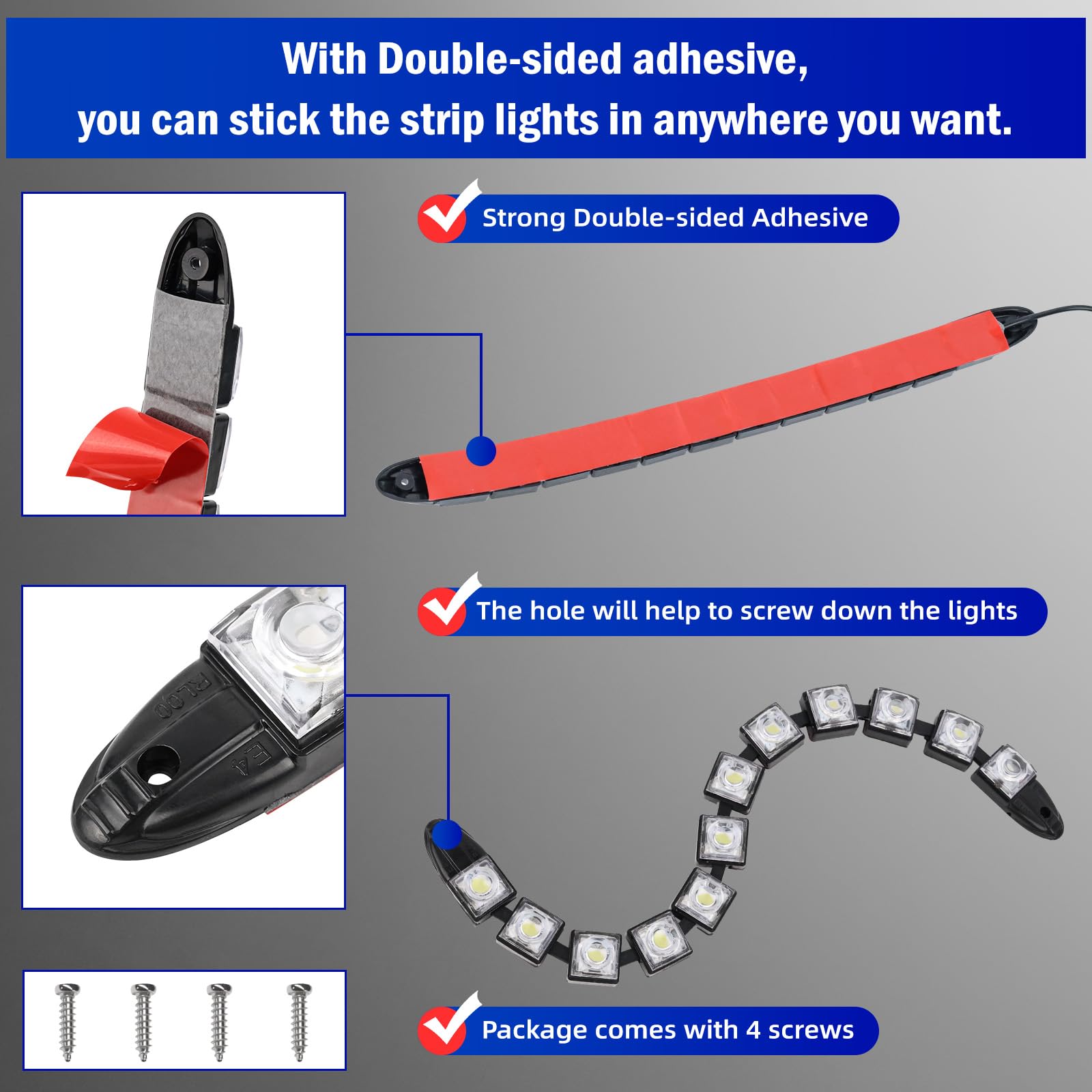 12V Car LED Daytime Running Light White DRL Driving Turn Signal Fog Lamp Amber - View #8