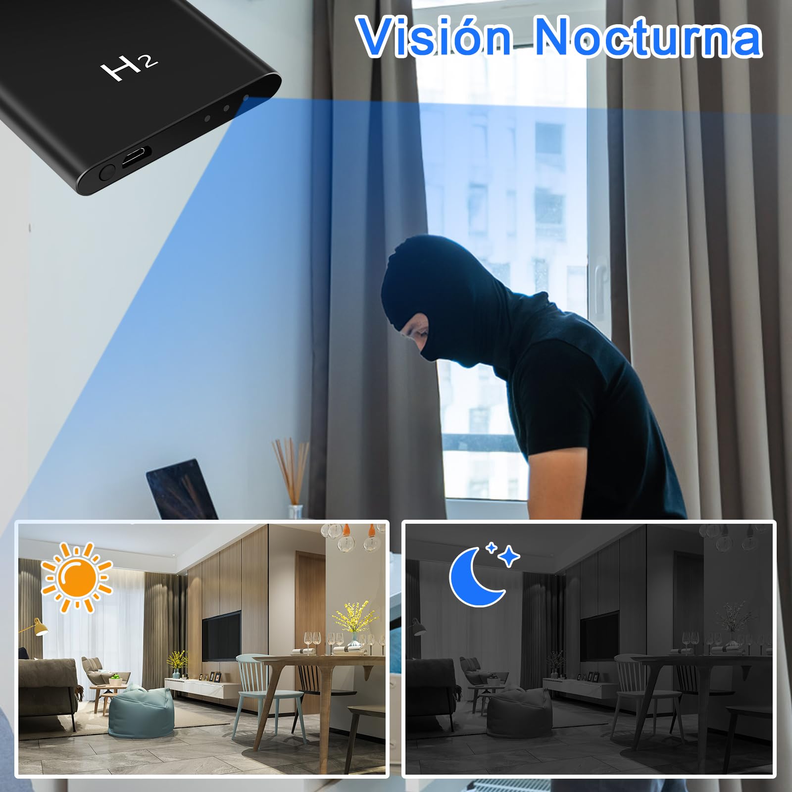CYI Micro Cámara Espia Oculta 5000mAh, Camaras de Vigilancia sin Cables Camufladas HD 1080, Mini Spy Camera Oculta con Visión Nocturna & Grabación en Bucle para Seguridad en el Hogar