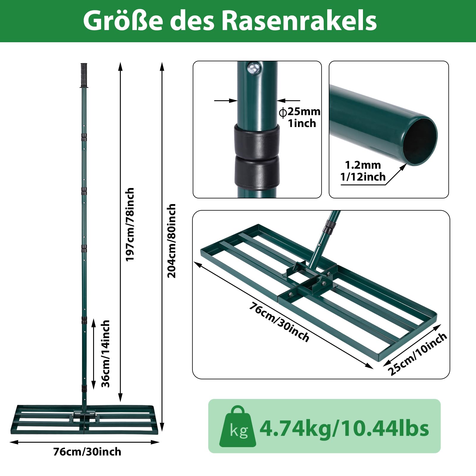 Signstek Rasenrakel Lawn Leveling Rake Edelstahl Stiel Rasen Sanden