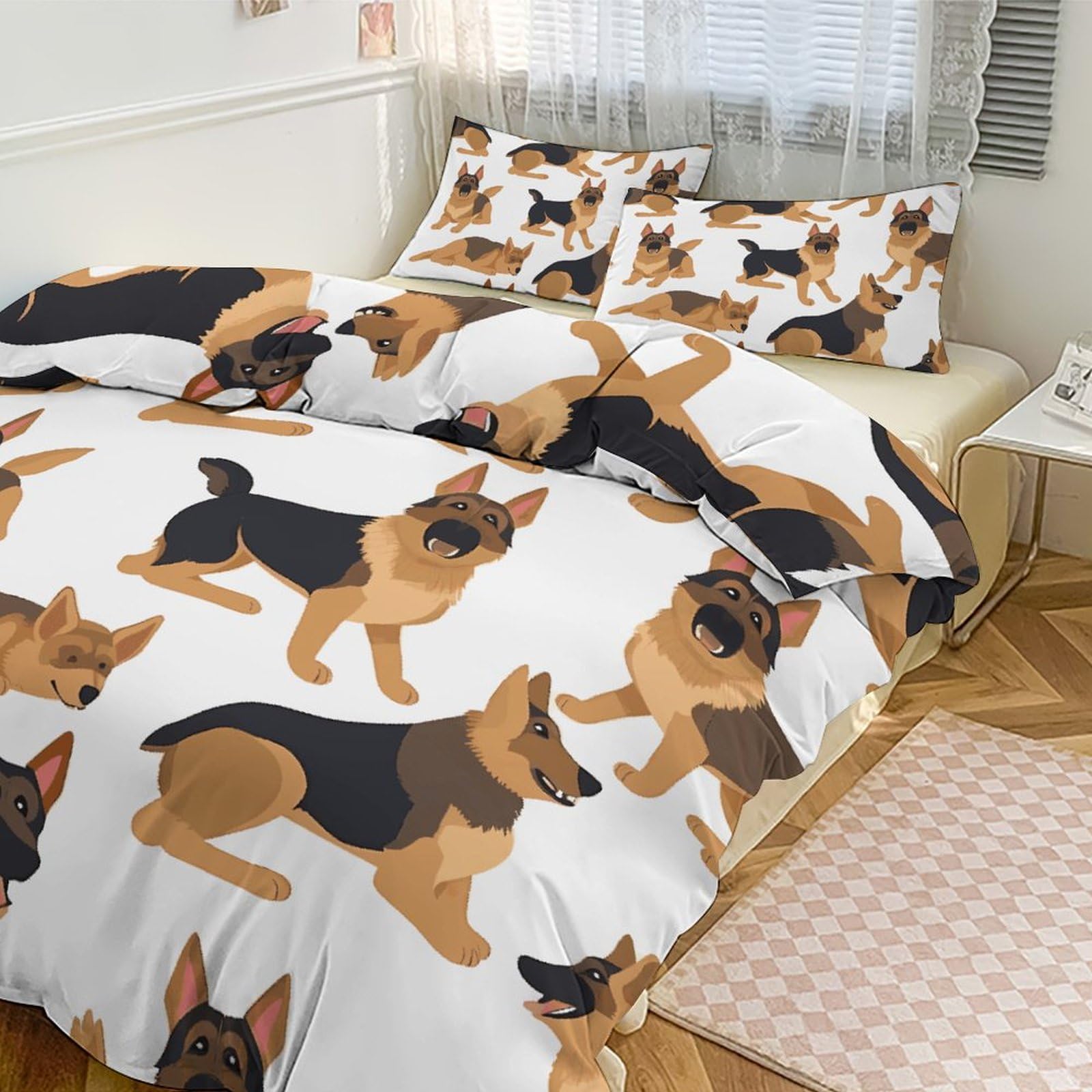 Housse de couette respirante grand lit pour chambre cocooning berger allemand