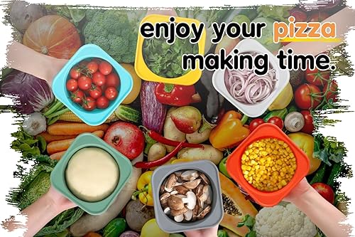 Miniatura 4 de KEVJES PLUS Cajas grandes de 33.8 fl oz para pizza artesanal, recipientes apilables de silicona de grado alimenticio con tapas, acero reforzado