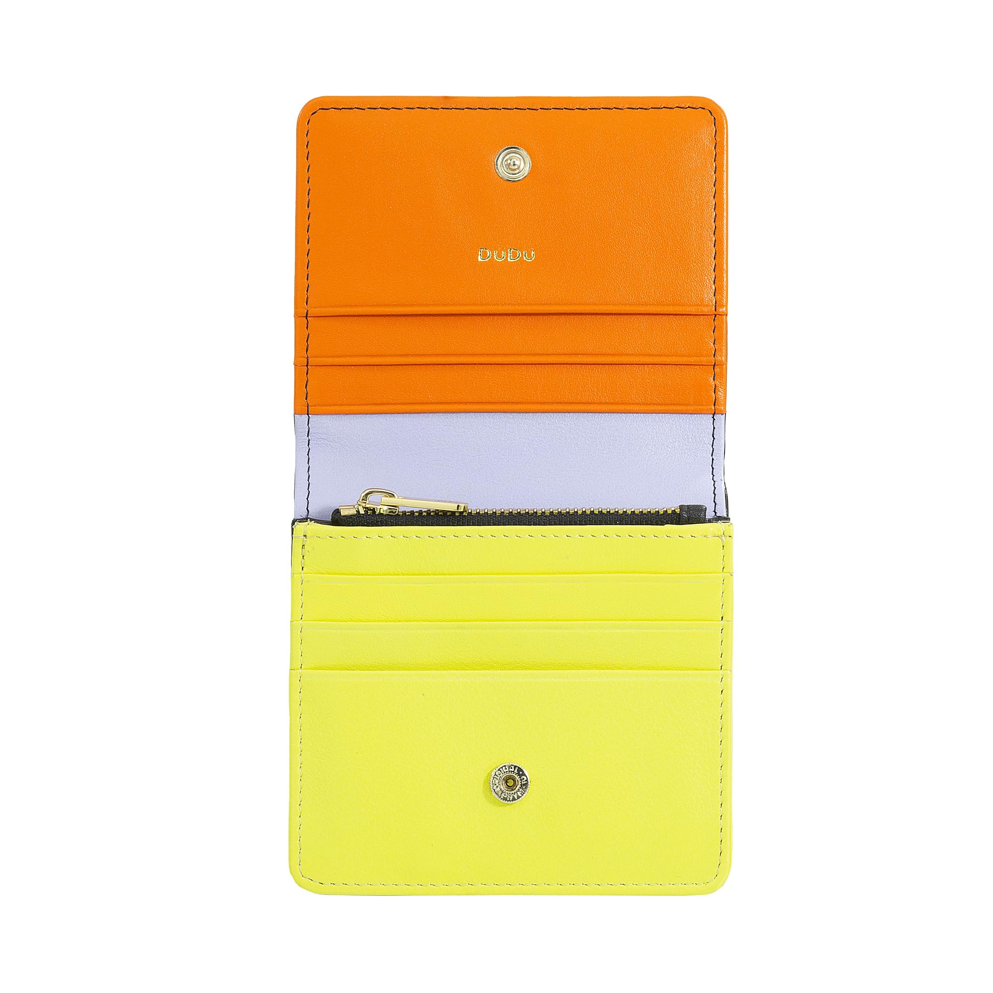 DUDU Portafoglio Donna Piccolo in Pelle Schermato RFID Colorato Ultra Compatto con Zip Interna e 8 Porta Carte Tessere Black pop