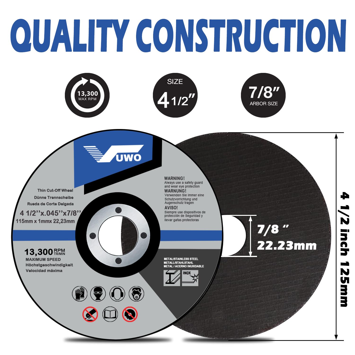 Professional tarcza tnąca - 50 sztuk tarcze tnące cienka tarcza tnąca 115 mm x 1 mm x 22,23 mm pasuje do metalu stal nierdzewna żelazo do szlifierki kątowej