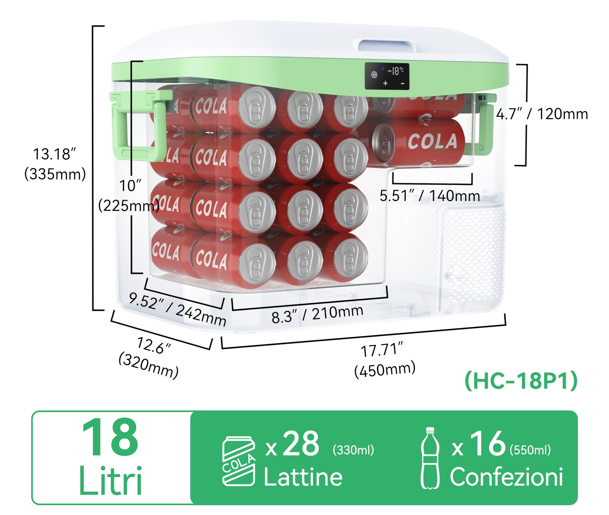 BINGI 18L Frigorifero Portatile Elettrico,Congelatore Portatile per Auto,Mini Frigorifero da Campeggio Frigo Elettrico 12V/24V/220V compressore per RV Camion,Barca,Camper