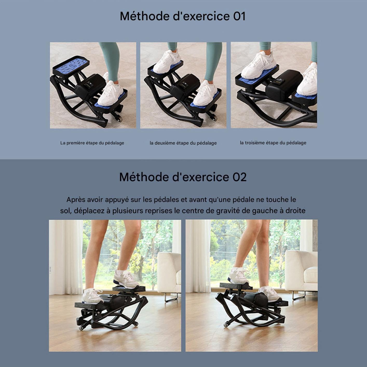 Rock Stepper Fitnessgerät, Muskeltraining, Beine, Bauchmuskeltraining | Fitness-Stepper mit seitlicher Wippe für Zuhause und Fitnessstudio, Arbeit der Beine, Bauchmuskeln