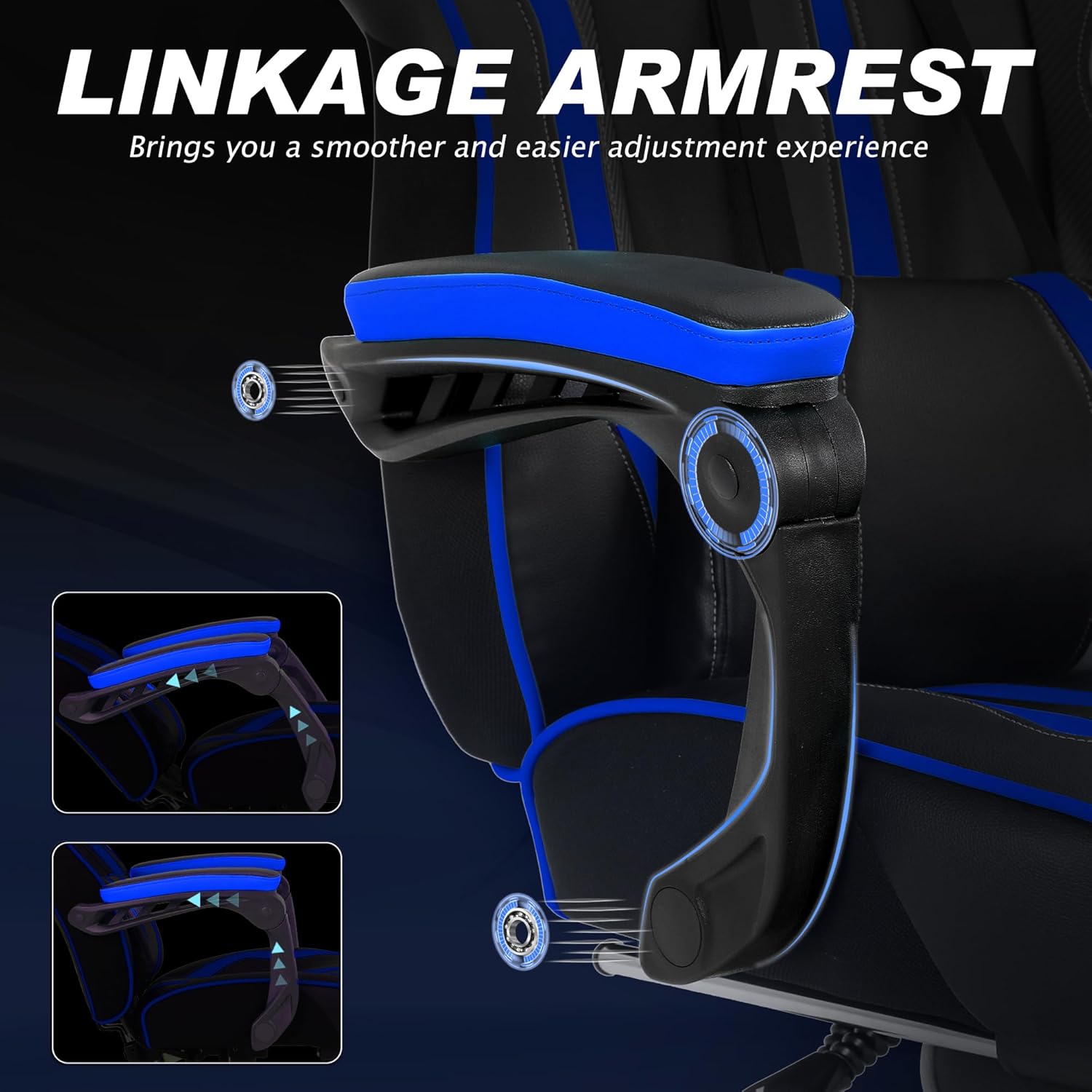 Close-up of the linkage armrest mechanism