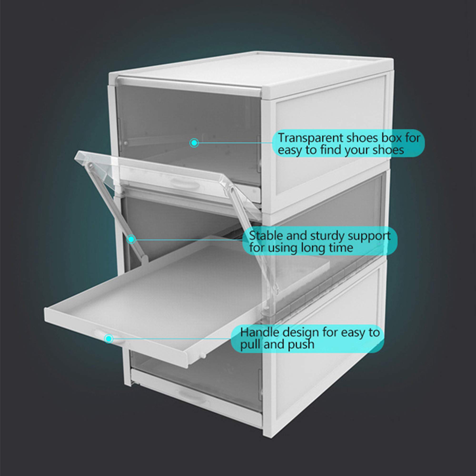 Genérico Organizador de Almacenamiento de Zapatos apilable con cajón extraíble, Zapatero Modular para Ahorrar Espacio y Vitrina Transparente