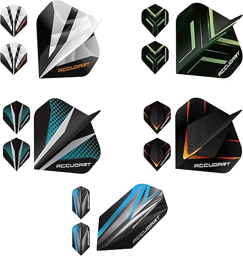 Accudart Kit de vuelo – 5 juegos de vuelos de precisión – 4 juegos de estándar – 1 juego de delgado – Personaliza tu estilo de juego