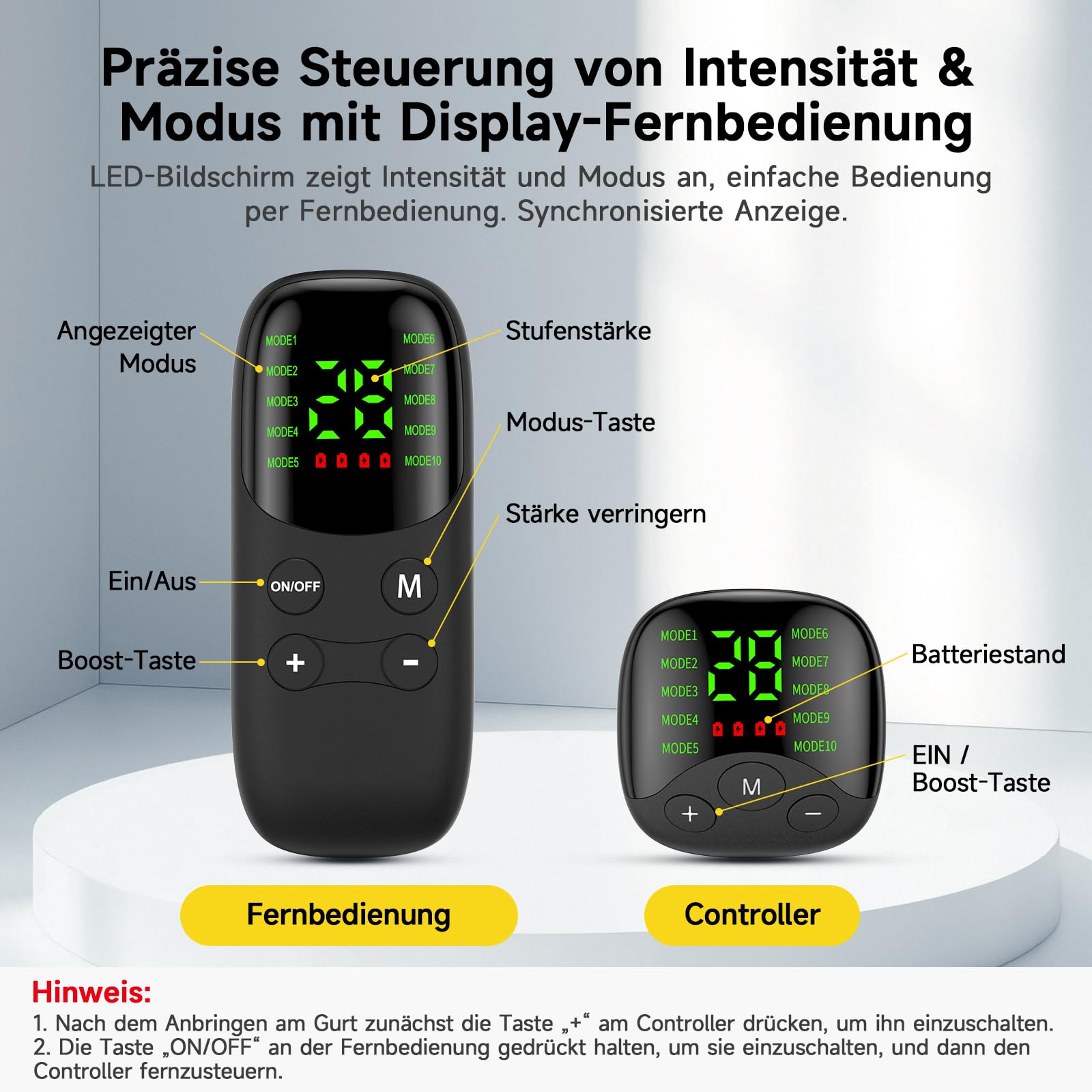 EMS Trainingsgerät für Nacken & Rücken, EMS Gerät für Rücken Muskelaufbau mit Display-Fernbedienung,30 Intensitätsstufen,10 Modi, EMS Trainer zur Nacken Muskelstimulation, Rückentrainer Nackentrainer