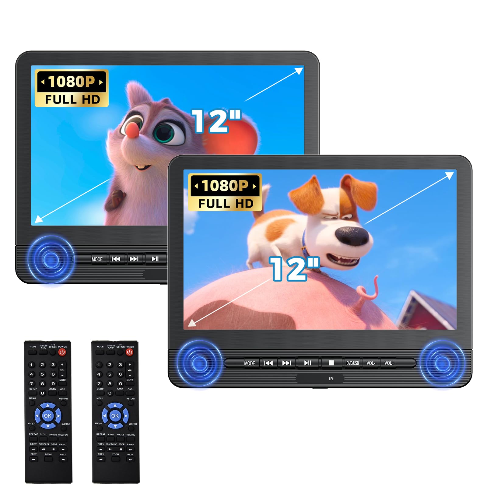 DESOBRY 12.5 inch dual screen car DVD player