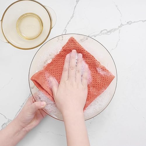 Miniatura 394 de Homaxy Trapo de cocina de 100% algodón, tejido de punto gofre, ultrasuaves, absorbentes, de secado rápido, para limpiar, 13 x 28 pulgadas, paquete