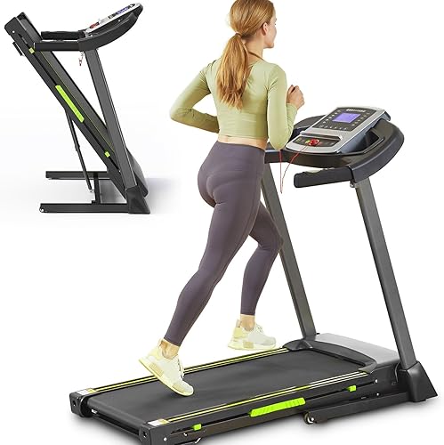 Folding Treadmill for Home, Brushless Quiet Motor with LED Display, Foldable Treadmill for Running and Walking, Space Saving, US Plug Negro y