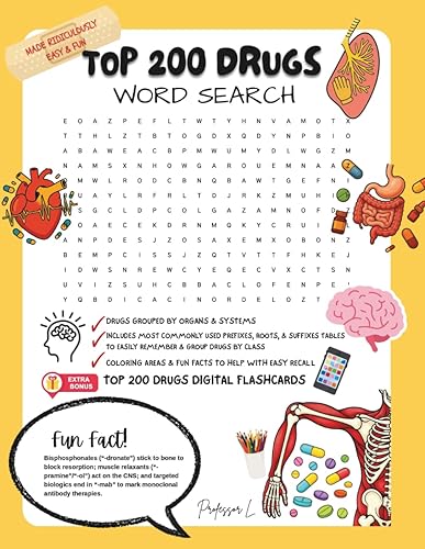 Top 200 Drugs Made Ridiculously Easy & Fun Word Search: