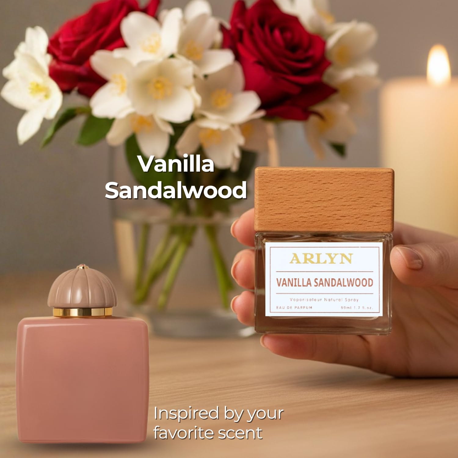 ARLYN Vanilla Sandalwood Eau De Parfum Inspired by Amo.ua.ge Guid.a.nce, Long-Lasting Perfume for Men and Women, Vegan & Eco-Conscious with Clean Ingredients, Pear, Rose, Saffron - 50ml / 1.7 oz - Image 2