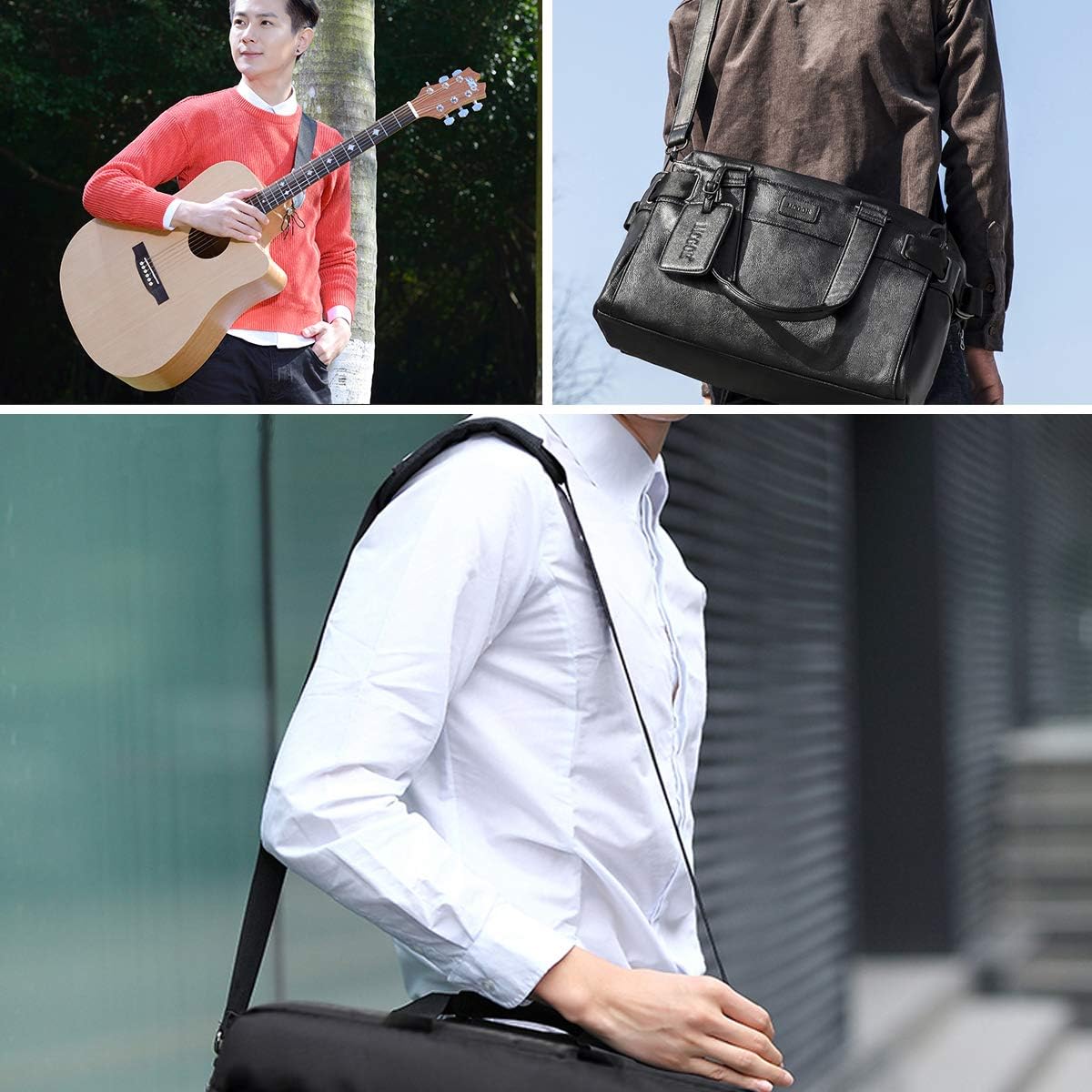BOMKEE 59" Shoulder Strap Universal Replacement Adjustable Bag Straps with Metal Swivel Hooks Non-Slip Pad Bag Strap for Laptop, Camera, Duffle, Sports, Travel, Messenger Bags/Crossbody Bag (Black)